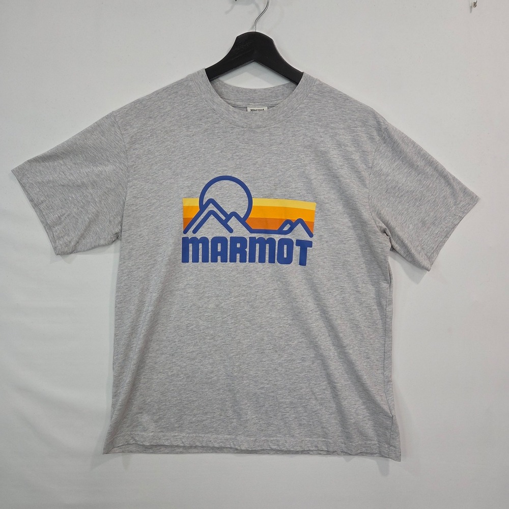 Marmot Mountain Works Mens Gray T-Shirt M Graphic Short Sleeve Active Outdoor